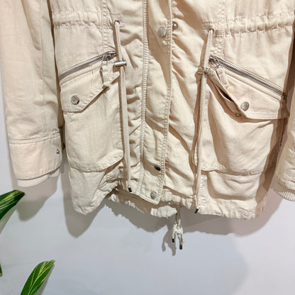 Forever New Cream Hooded Parka Jacket Size 6