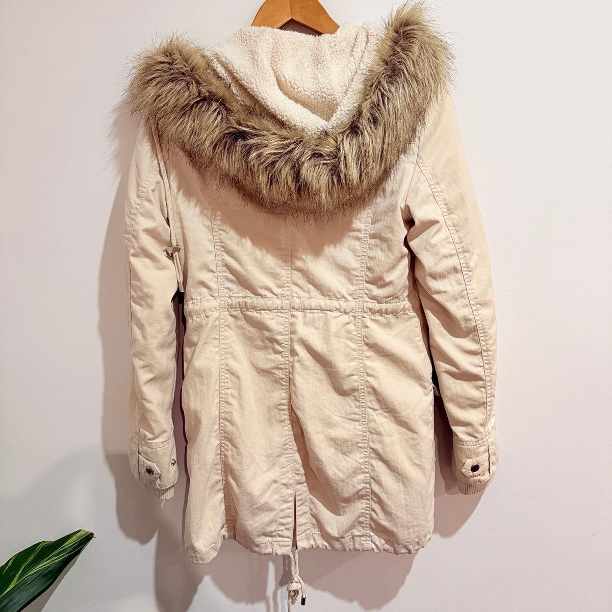 Forever New Cream Hooded Parka Jacket Size 6