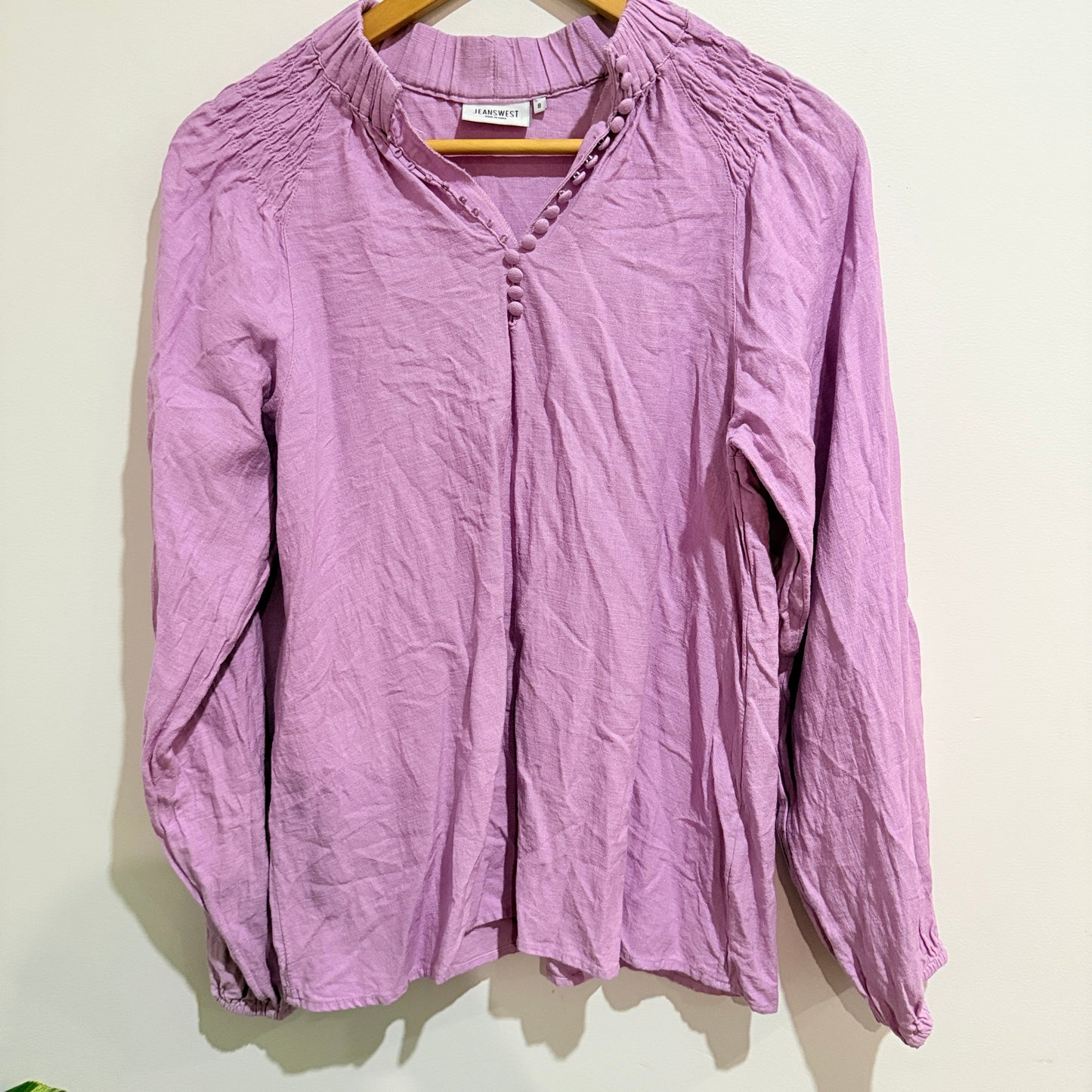Jeanswest Lilac Button Front Blouse Size 8