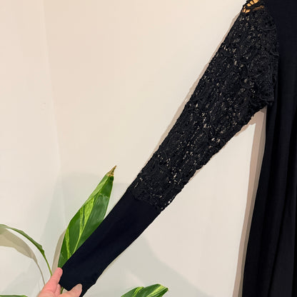 Repertoire Black Lace Sleeve Longline Cardigan Size 2