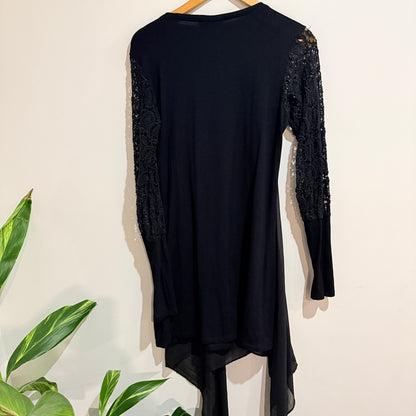 Repertoire Black Lace Sleeve Longline Cardigan Size 2