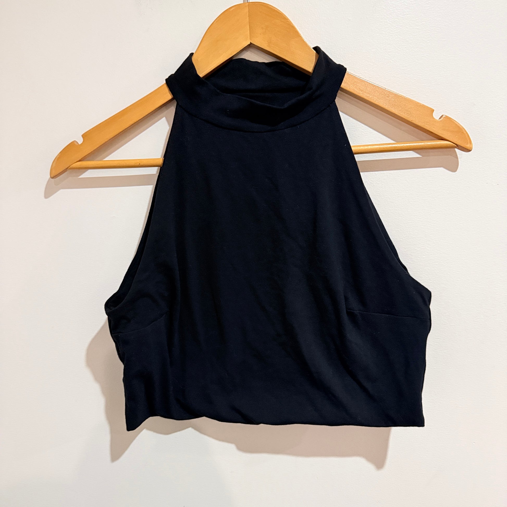Kookai Black High Neck Crop Top Size 2