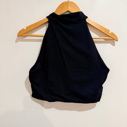 Kookai Black High Neck Crop Top Size 2