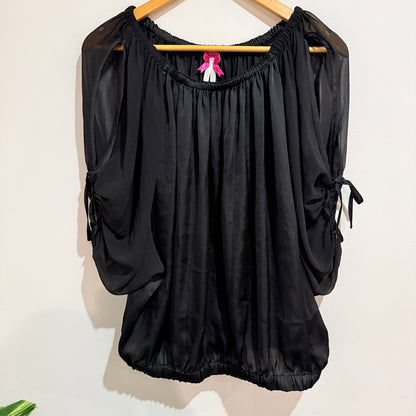 Next Black Satin Blouson Top Size 12