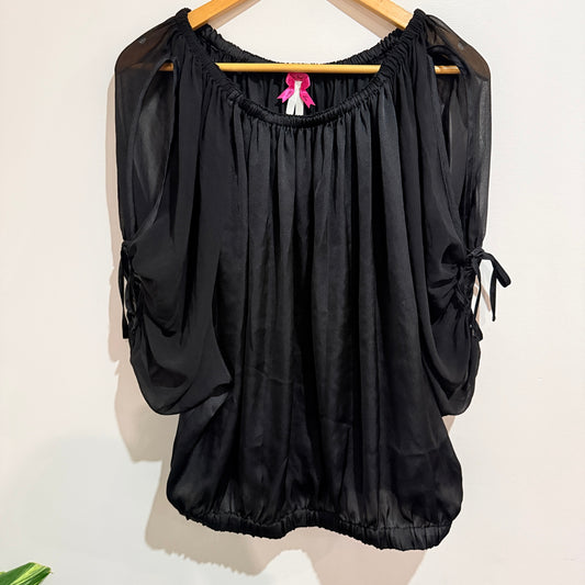 Next Black Satin Blouson Top Size 12
