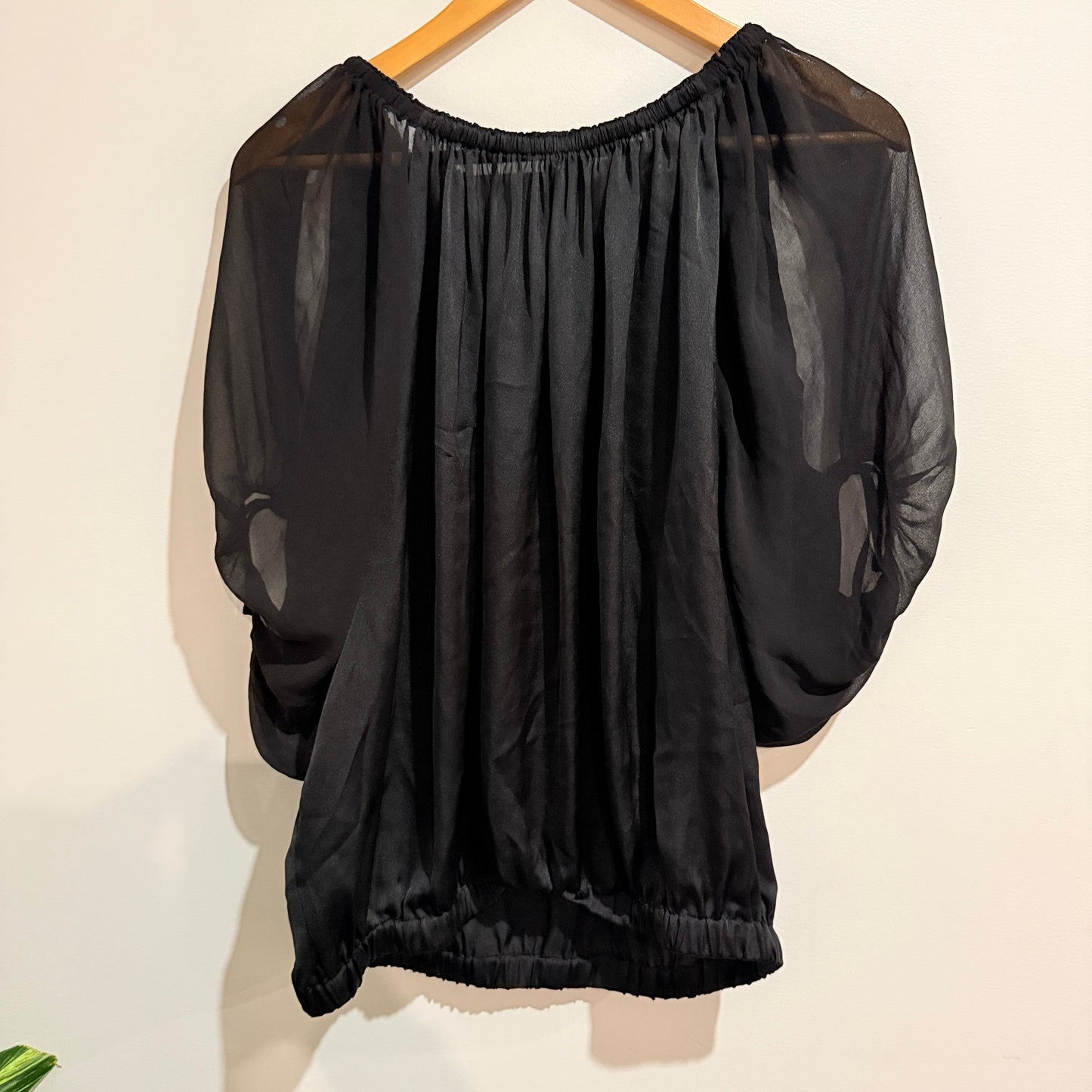 Next Black Satin Blouson Top Size 12