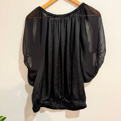 Next Black Satin Blouson Top Size 12