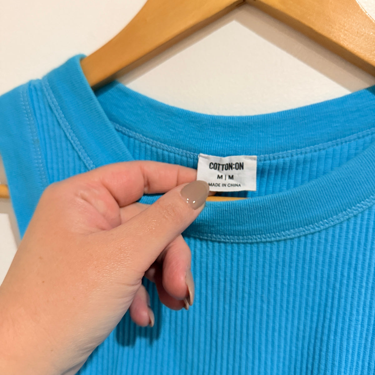 Cotton On Blue Ribbed Sleeveless Top Size M