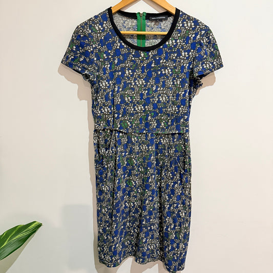 Kate Sylvester Blue Floral Print Dress Size S