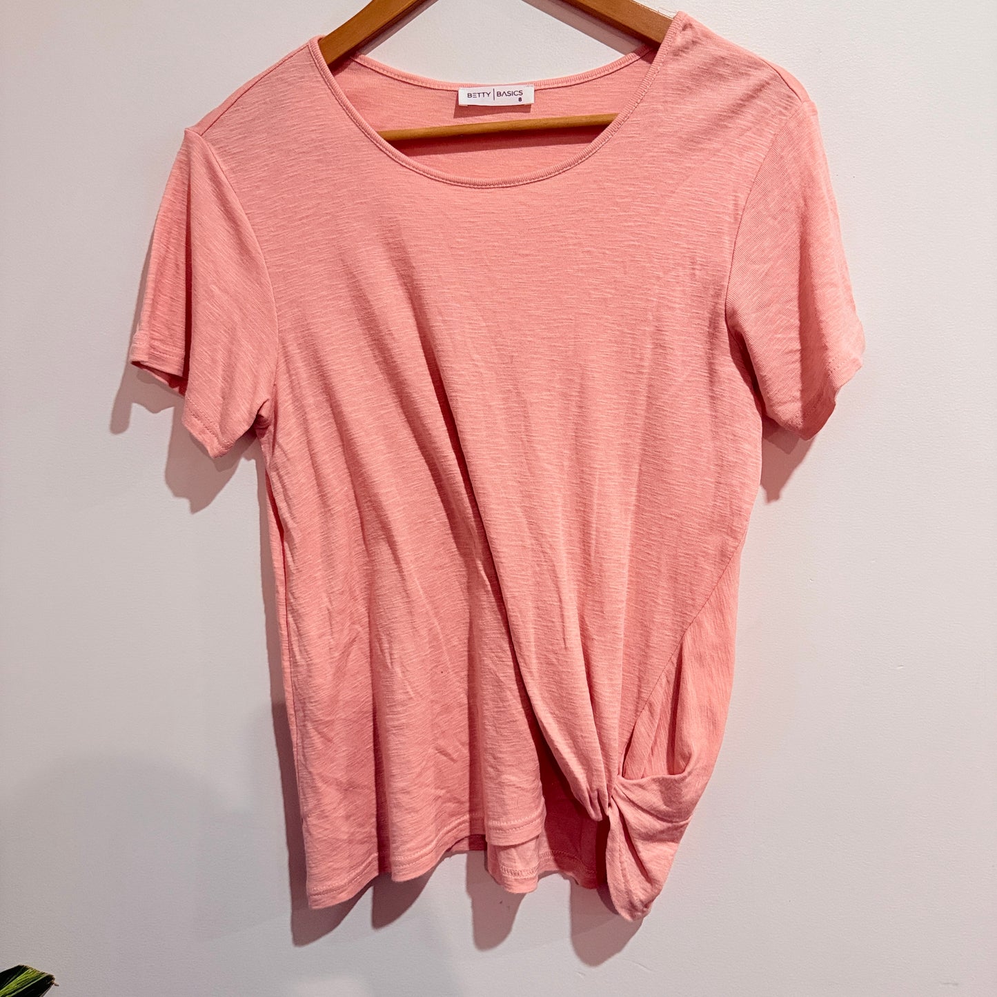 Betty Basics Pink Twist Front T-Shirt Size S