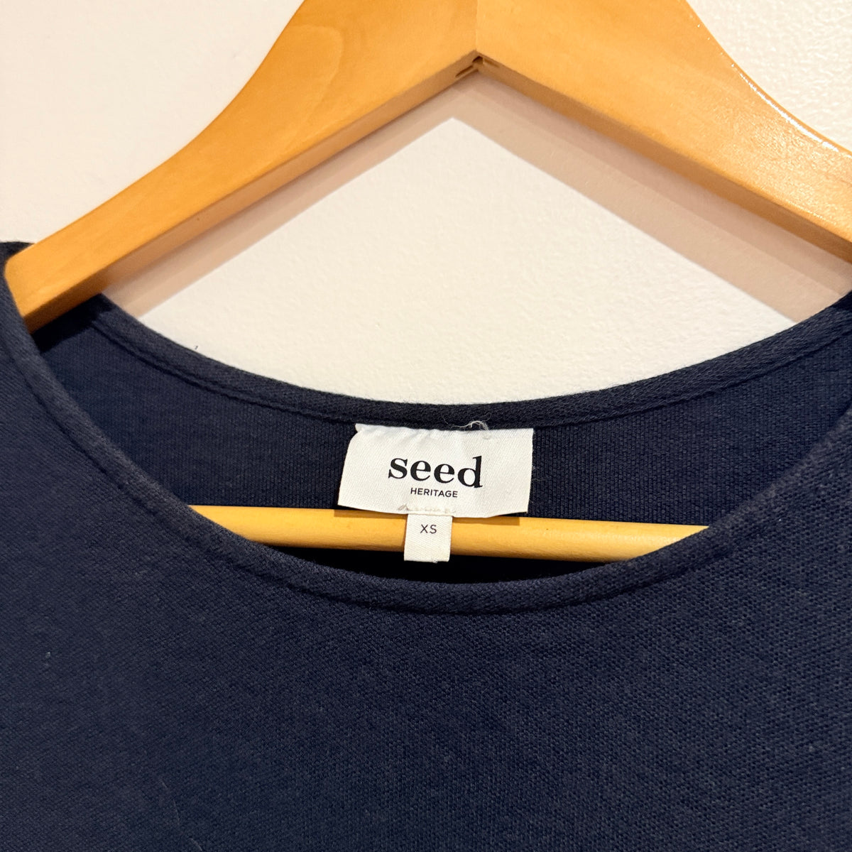 Seed Heritage Navy Ruffle Hem Long Sleeve Top Size XS