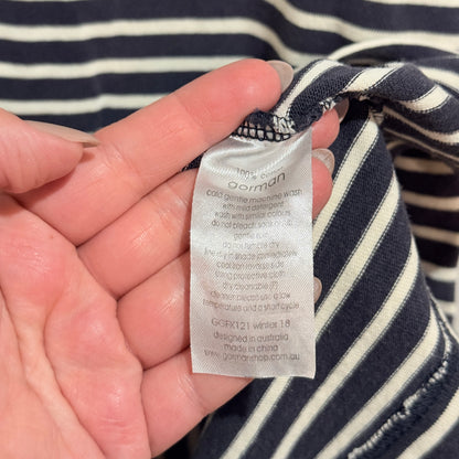 Gorman Navy & Cream Striped Ruffle Pocket Dress Size 10