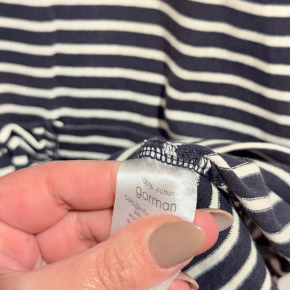 Gorman Navy & Cream Striped Ruffle Pocket Dress Size 10