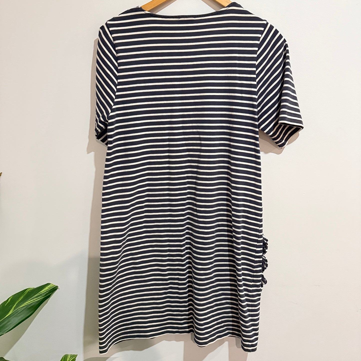 Gorman Navy & Cream Striped Ruffle Pocket Dress Size 10