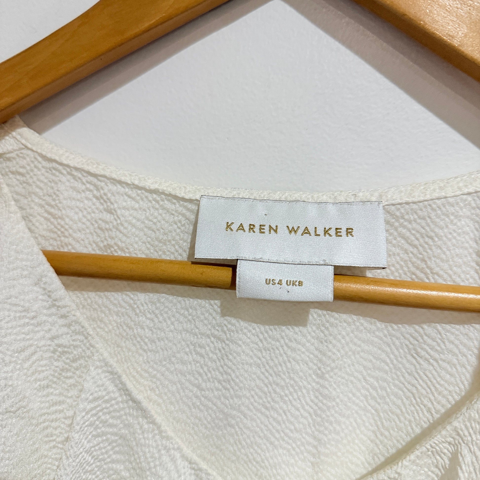 Karen Walker Cream Ruffle Short Sleeve Blouse Size 8