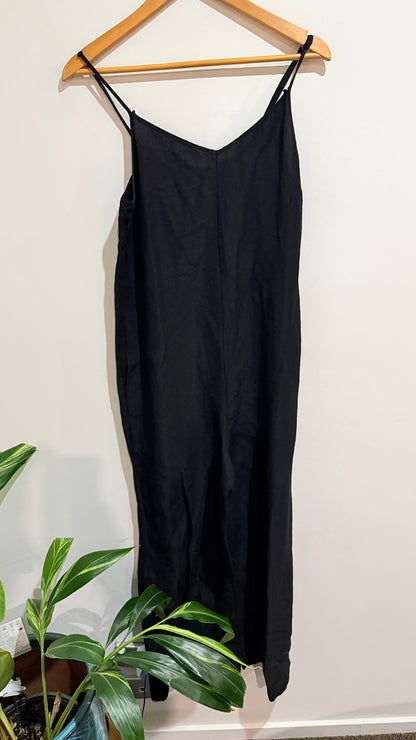 Decjuba Black Linen Blend Strappy Jumpsuit Size S