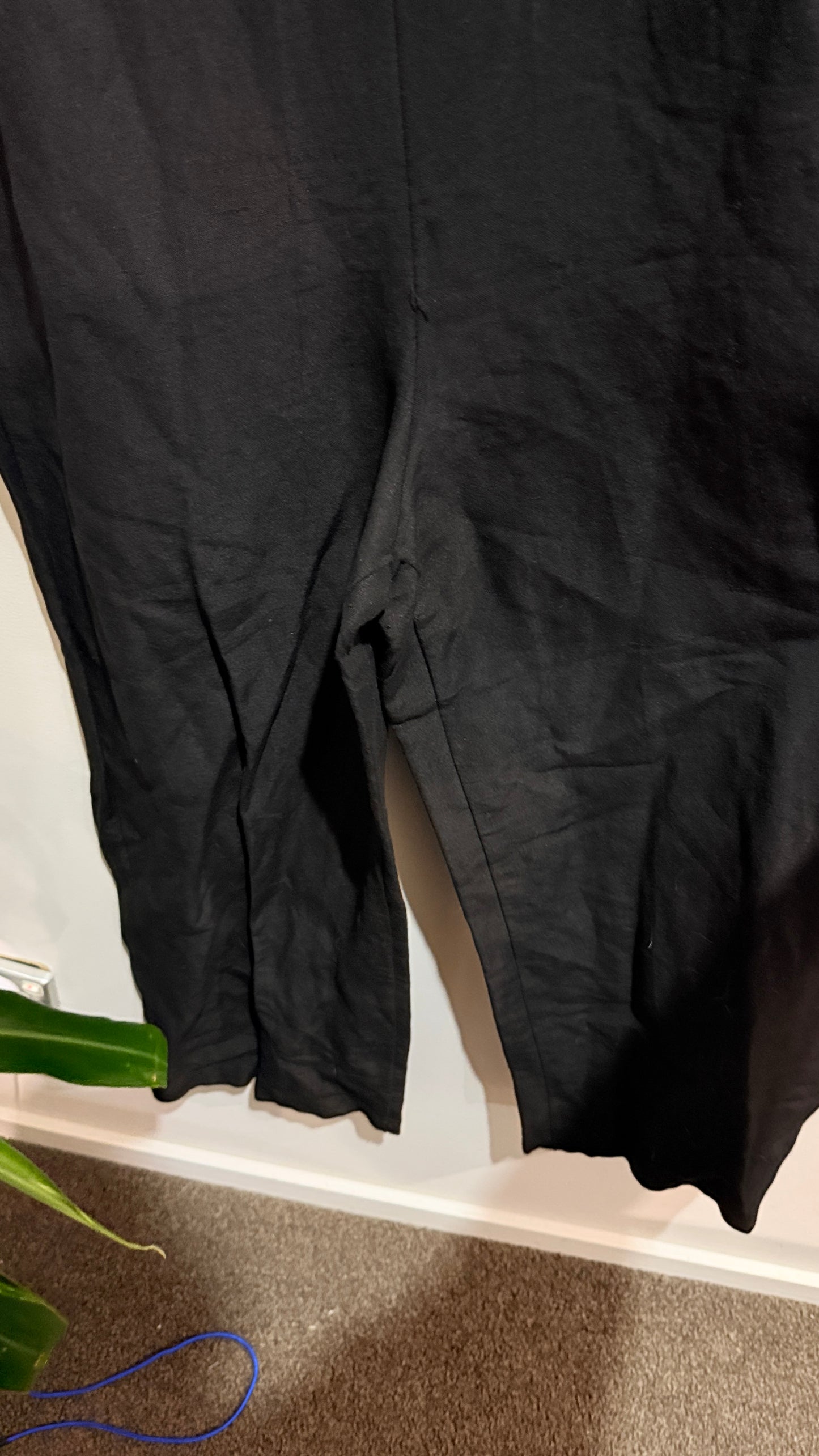 Decjuba Black Linen Blend Strappy Jumpsuit Size S