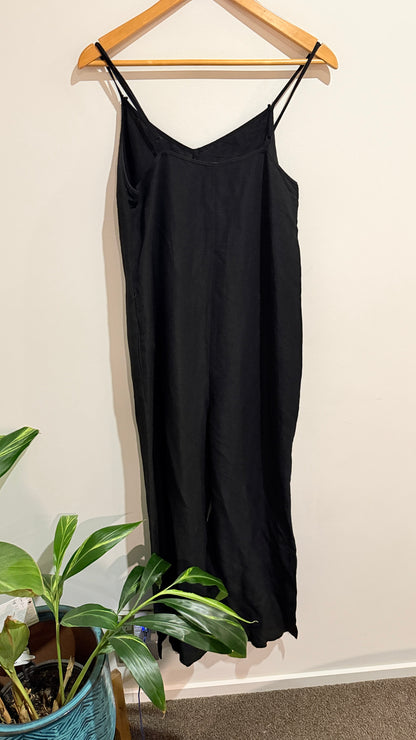 Decjuba Black Linen Blend Strappy Jumpsuit Size S