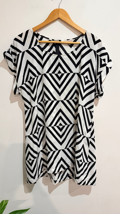 Whistle Black & White Geometric Print Dress Size 12