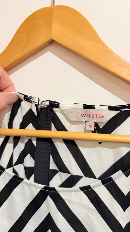 Whistle Black & White Geometric Print Dress Size 12