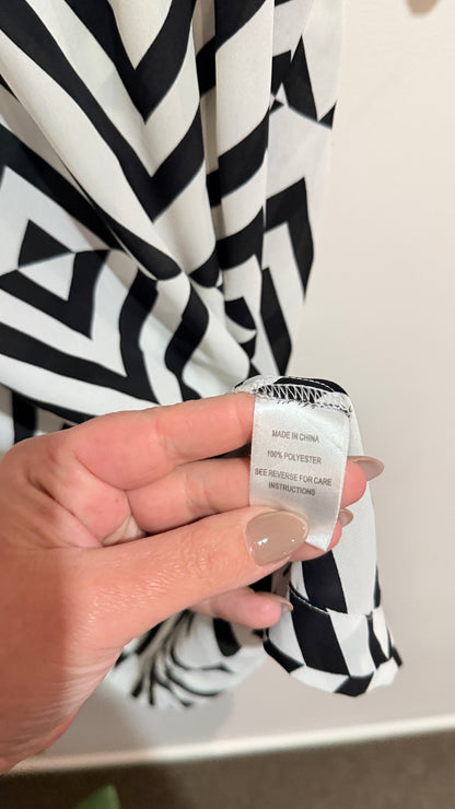 Whistle Black & White Geometric Print Dress Size 12