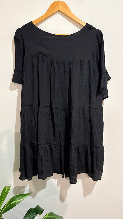 Mirrou Black Tiered Smock Dress Size 12