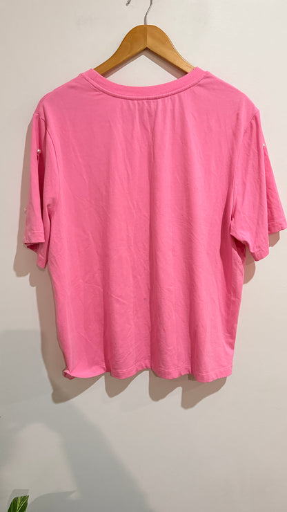 Curate by Trelise Cooper Pink Pearl Embellished T-Shirt Size S
