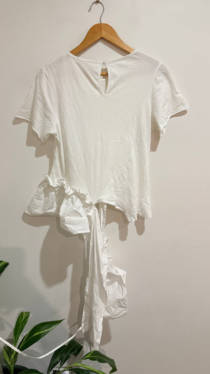 Cooper by Trelise Cooper White Frill Hem Top Size S