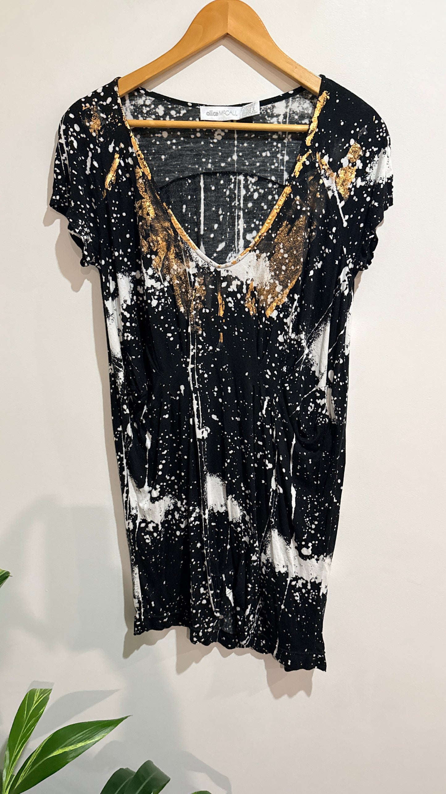 Alice McCall Black & White Splatter Print Dress Size 10