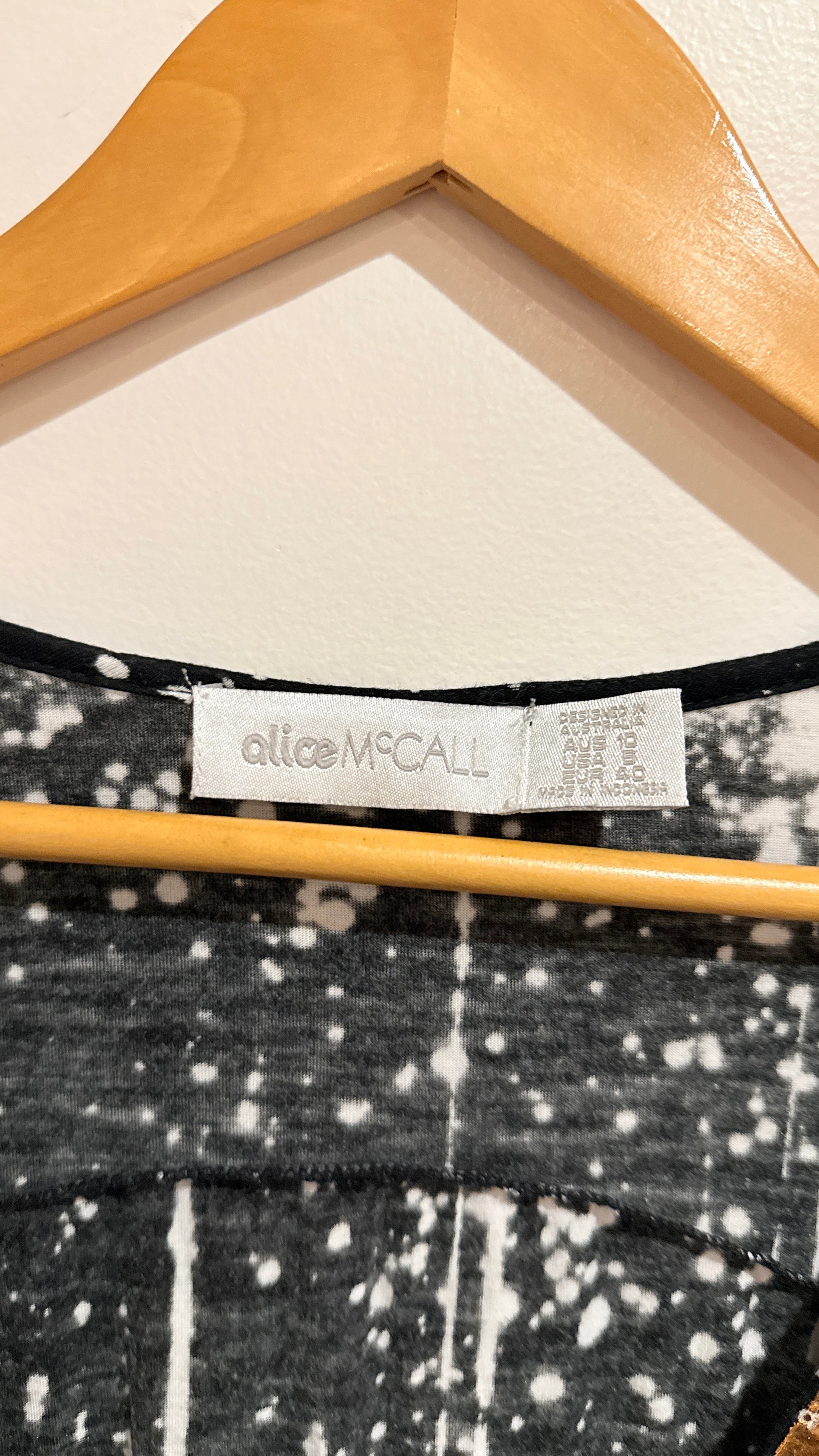 Alice McCall Black & White Splatter Print Dress Size 10