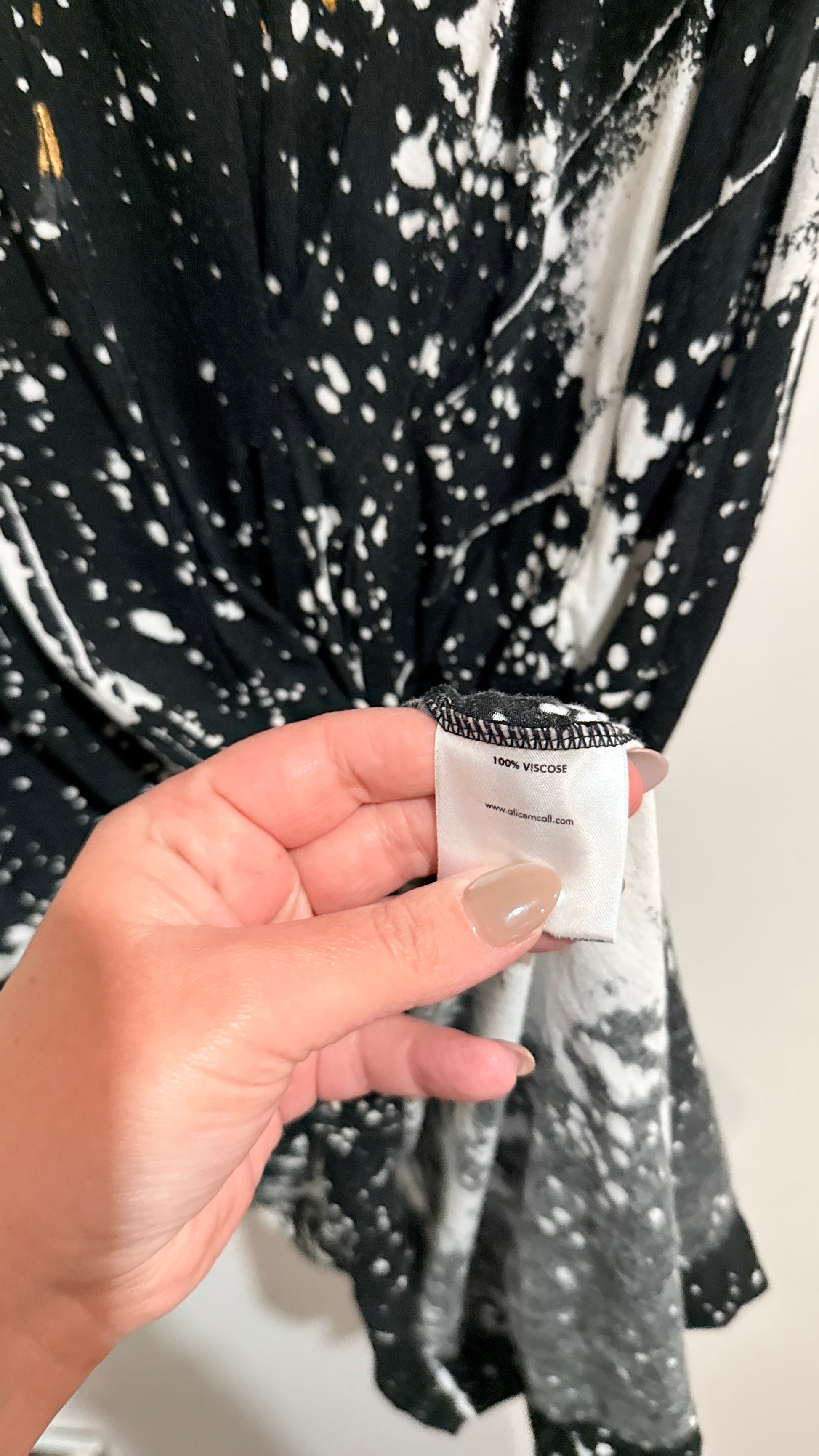 Alice McCall Black & White Splatter Print Dress Size 10