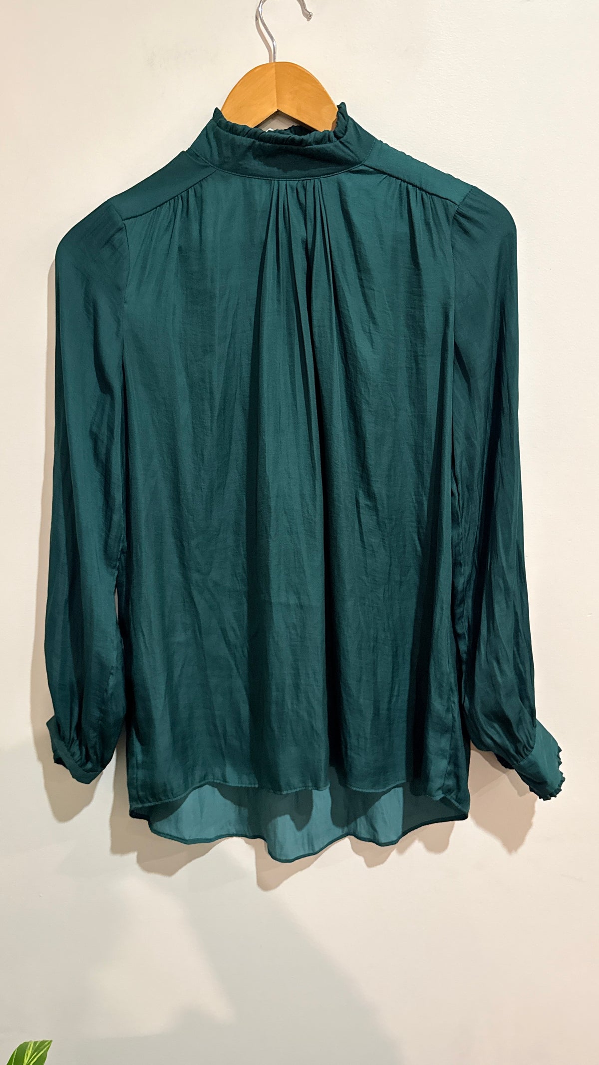 Fate + Becker Teal High Neck Long Sleeve Blouse Size 10