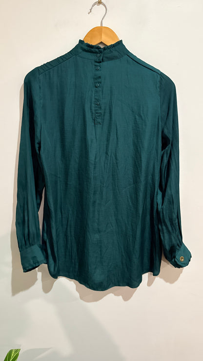 Fate + Becker Teal High Neck Long Sleeve Blouse Size 10