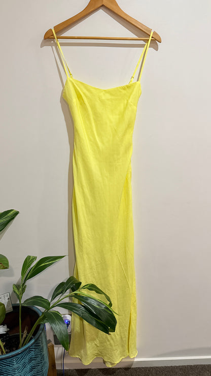 Charcoal Yellow Satin Cami Slip Dress Size 6