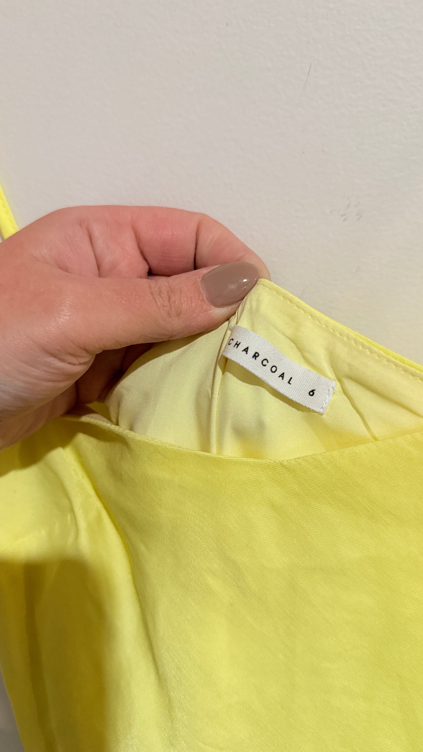 Charcoal Yellow Satin Cami Slip Dress Size 6