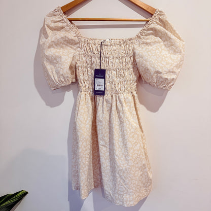Country Road Cream Floral Shirred Mini Dress Size 10