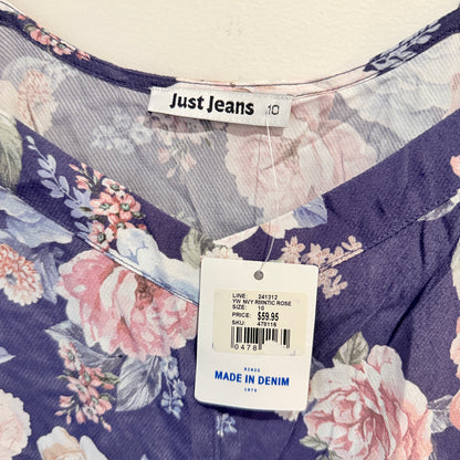 Just Jeans Navy Winter Rose Tie-Front Top Size 10