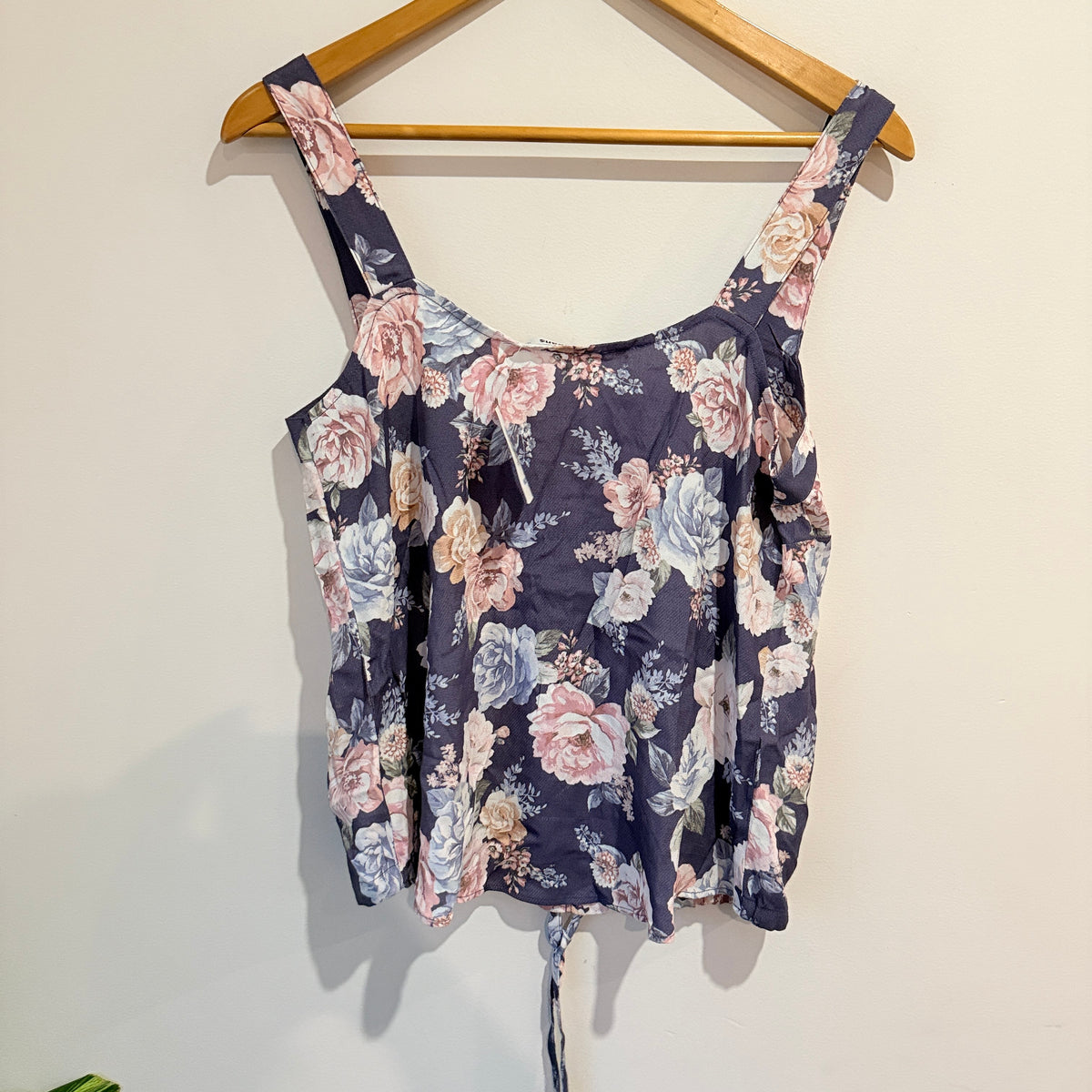 Just Jeans Navy Winter Rose Tie-Front Top Size 10