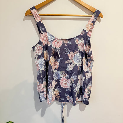 Just Jeans Navy Winter Rose Tie-Front Top Size 10
