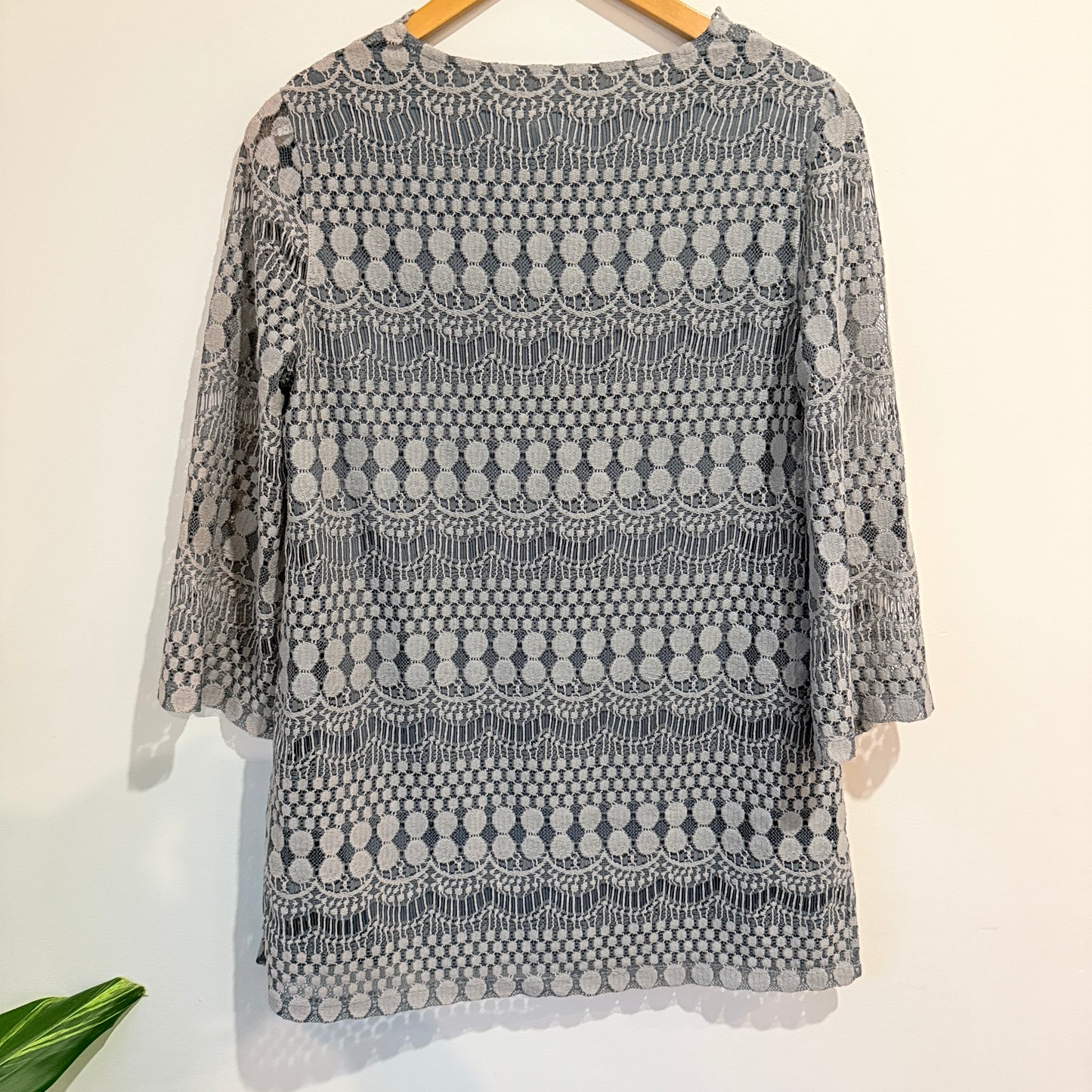 Together Grey Lace V-Neck Top Size 40