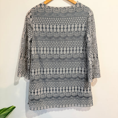 Together Grey Lace V-Neck Top Size 40