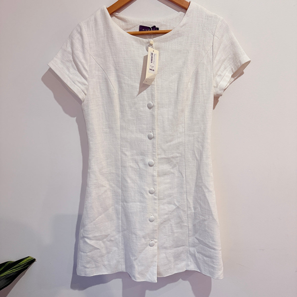 Mirrou White Button-Front Dress Size 8