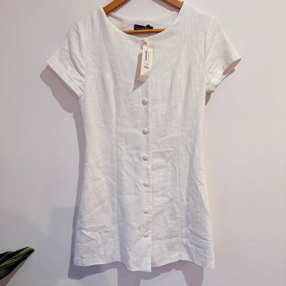 Mirrou White Button-Front Dress Size 8