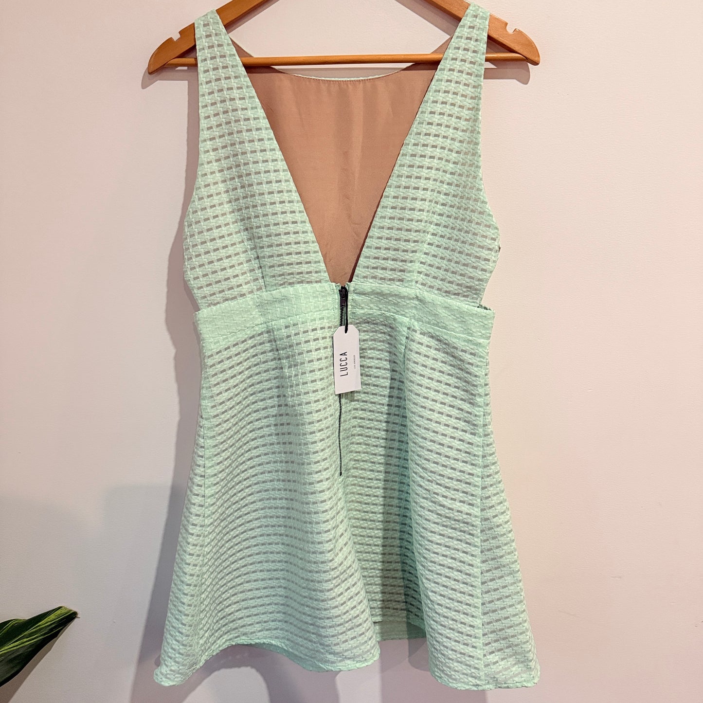 Lucca Mint Textured Fit-and-Flare Dress Size M