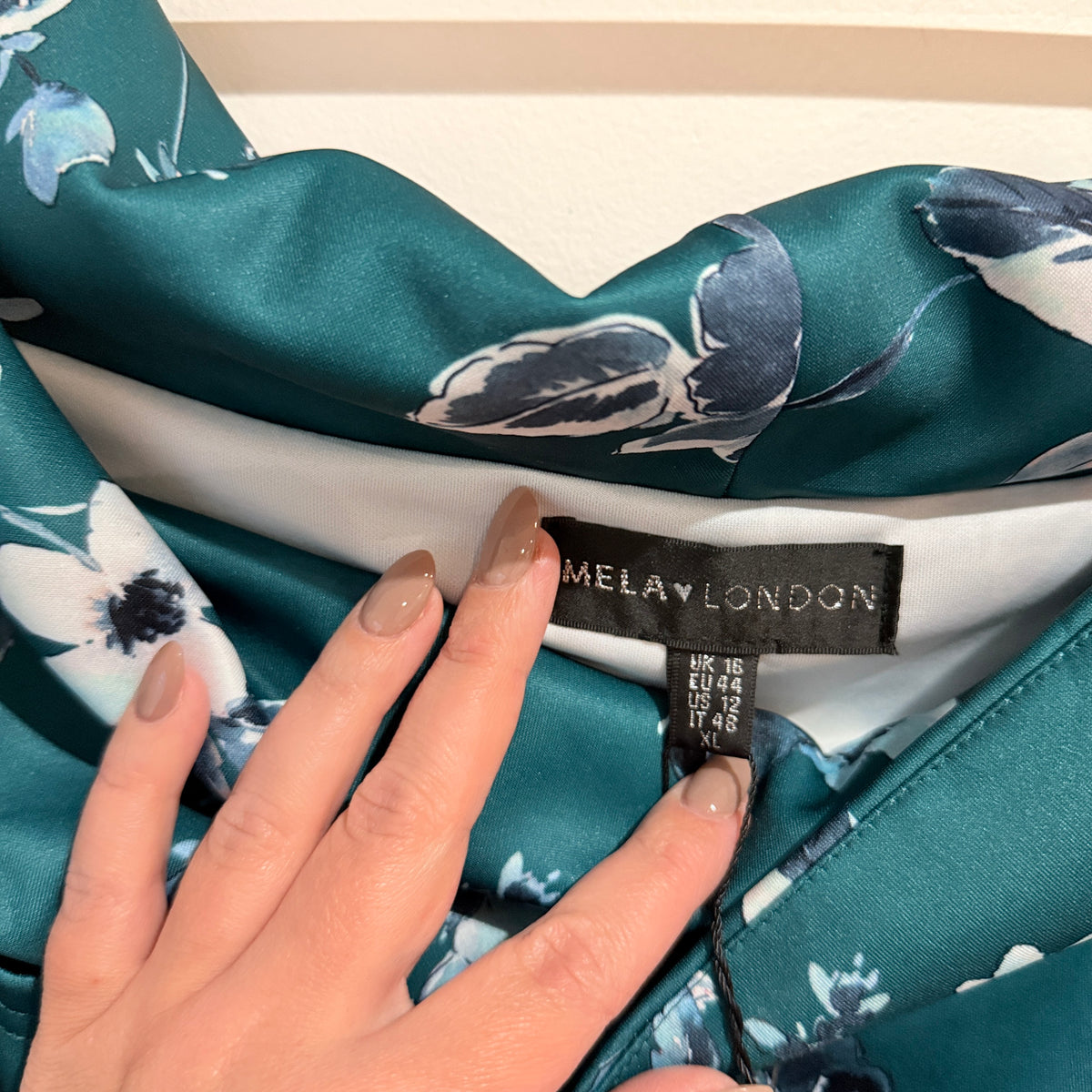 Mela London Green Floral Bardot Prom Dress Size UK 16 (XL)