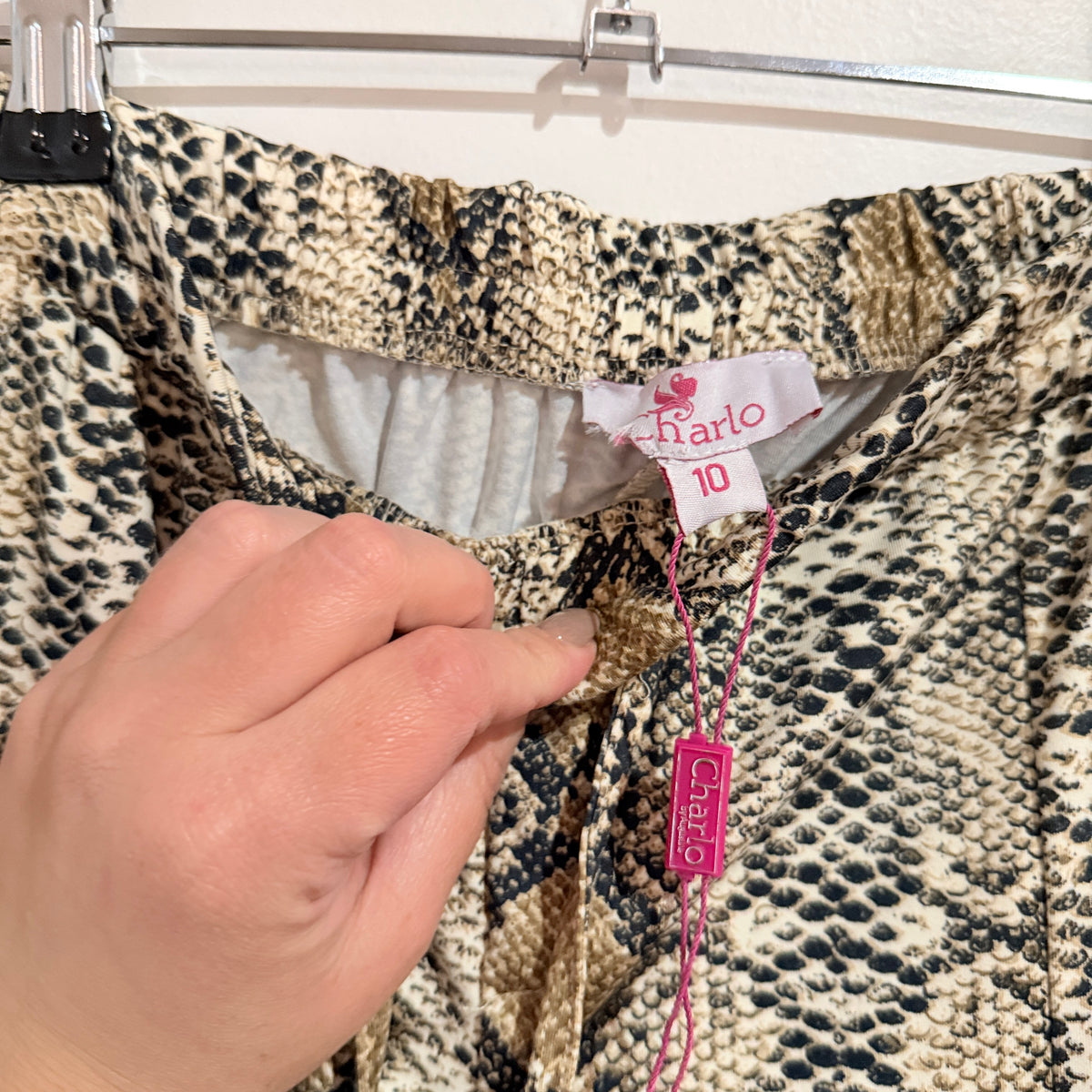Charlo Snake Print Drawstring Pants Size 10