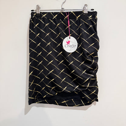 Charlo Crossbar Gold Meow Ruched Skirt Size 10