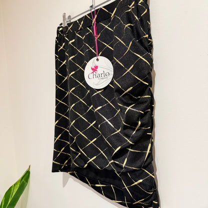 Charlo Crossbar Gold Meow Ruched Skirt Size 10