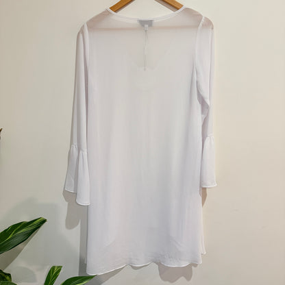 Pretty Basic by Augustine Twilight White Bell-Sleeve Top Size XS