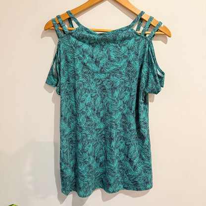 Jeanswest Leaf Print Cold-Shoulder Top Size XS